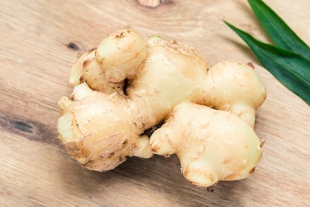 Ginger on the wooden surface