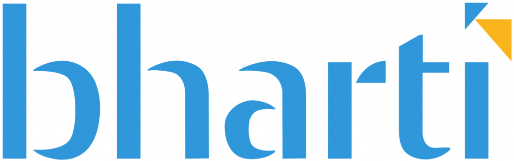 Image shows the logo of Bharti company which is known for its Airtel telecom services.