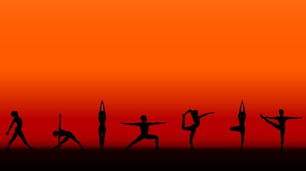 different poses of yoga